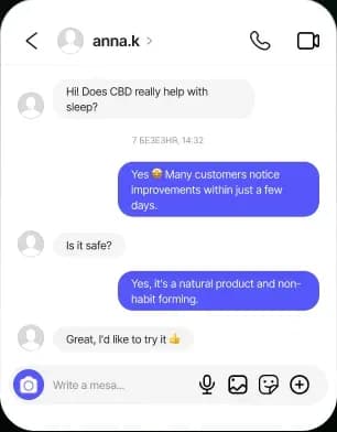 A chat conversation with a customer